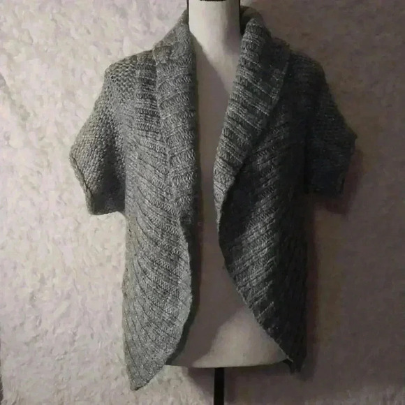Decree Gray with Silver Metallic Threads Open Cardigan Size M - Picture 3 of 15